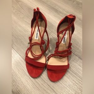 New!! Steve Madden Red Suede High Heel Size 7